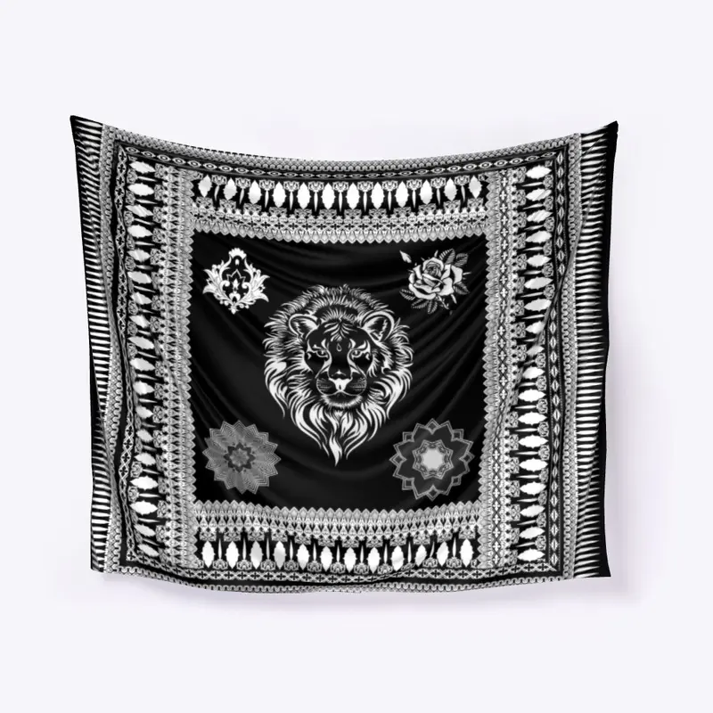  WALL TAPESTRY BLACK LION 